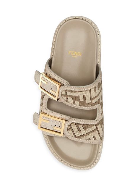 Shop Fendi Fendi Feel FF Jacquard Slides 